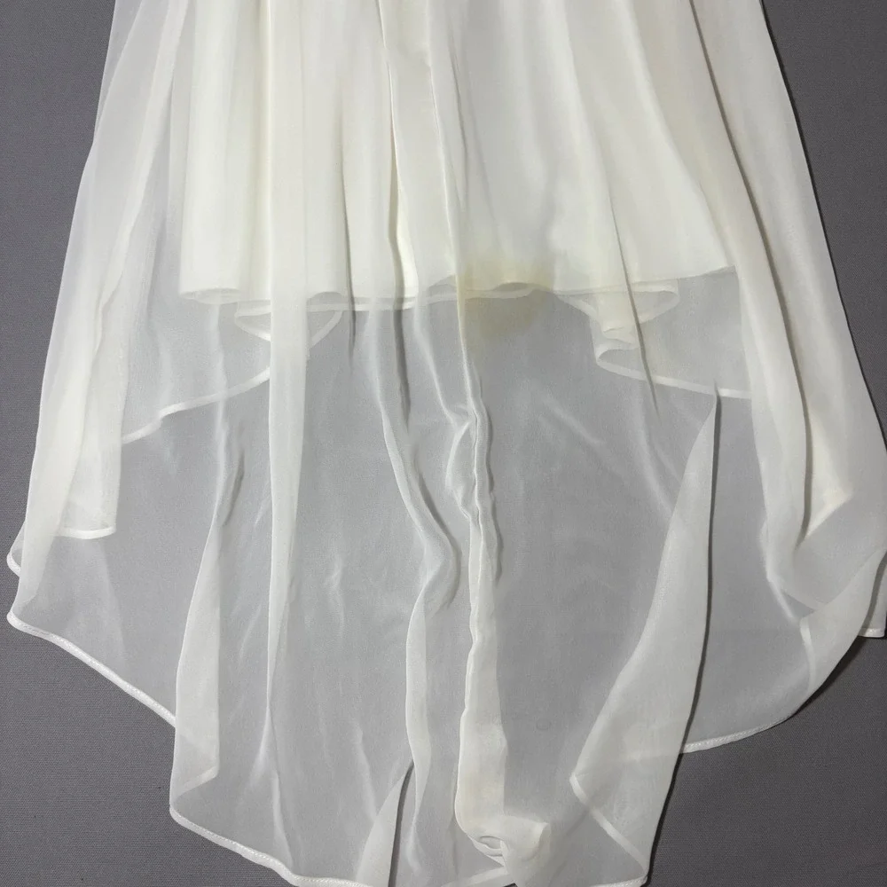 B. Darlin High Low Dress Womens 1/2 White Lace Sequin Rhinestone Formal - Picture 10 of 11